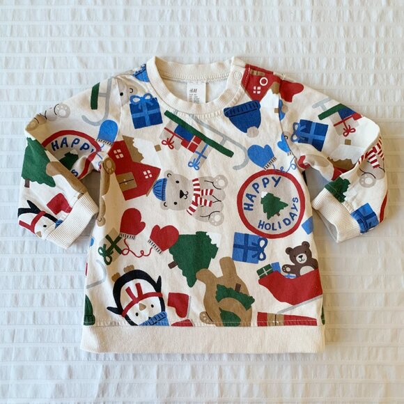H&M Christmas / Holiday Sweatshirt • 12 Months - Picture 1 of 2